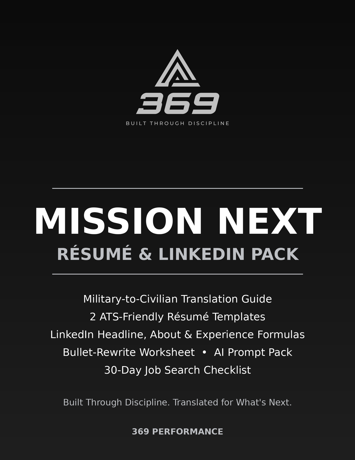 Mission Next: Résumé & LinkedIn Pack cover by 369 Performance